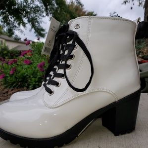 White combat boots for rave Halloween or festival